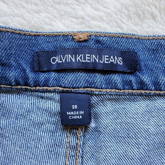 Calvin Klein Distressed High Rise Straight Leg Jeans - Picture 5 of 6